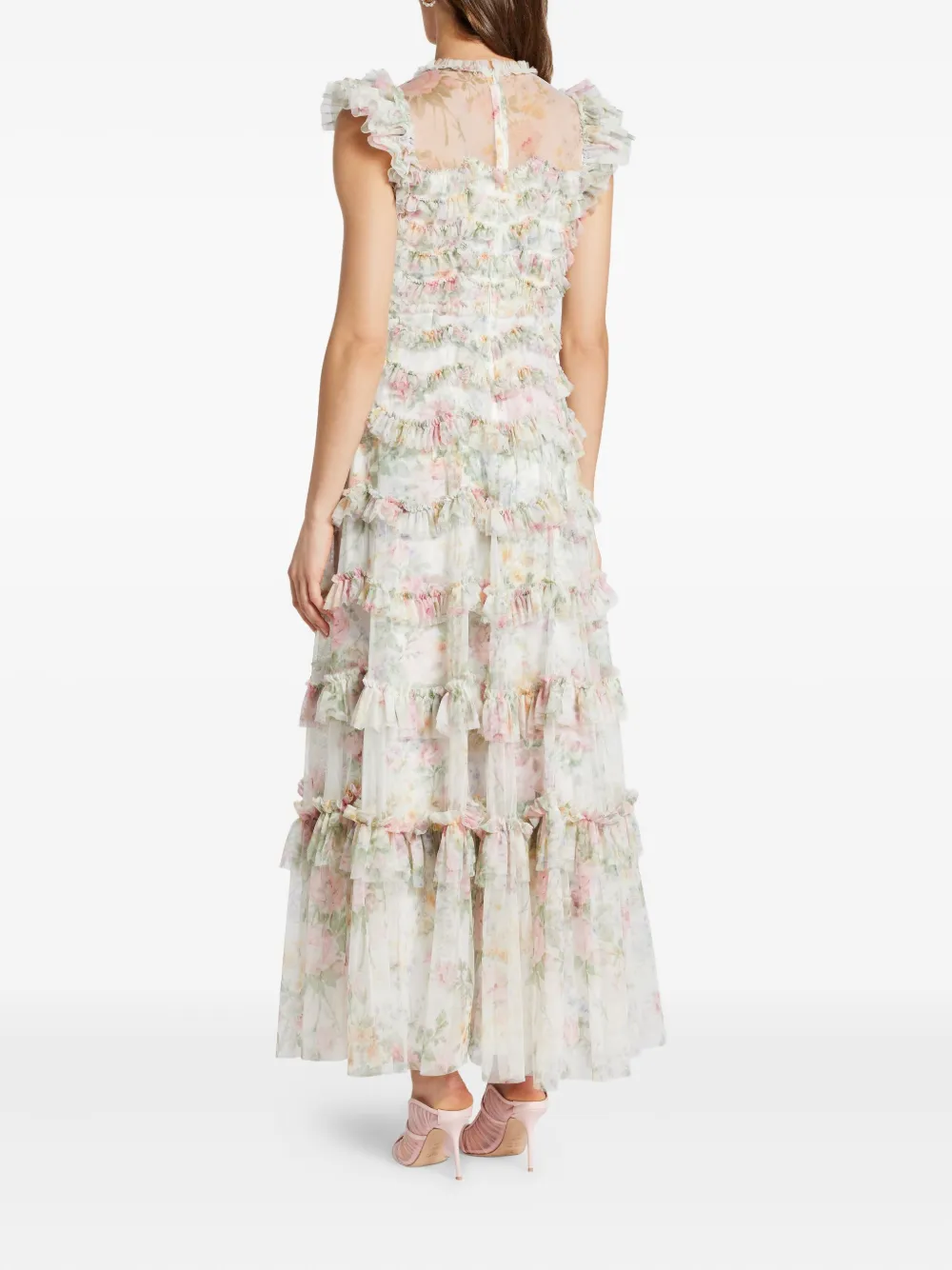 Needle & Thread Floral-print Tiered Ruffle Dress In Multi