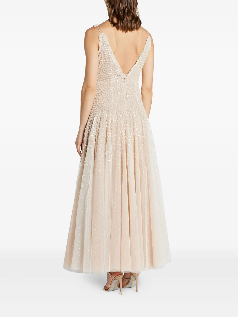 Needle & Thread Tulen jurk met pailletten Beige