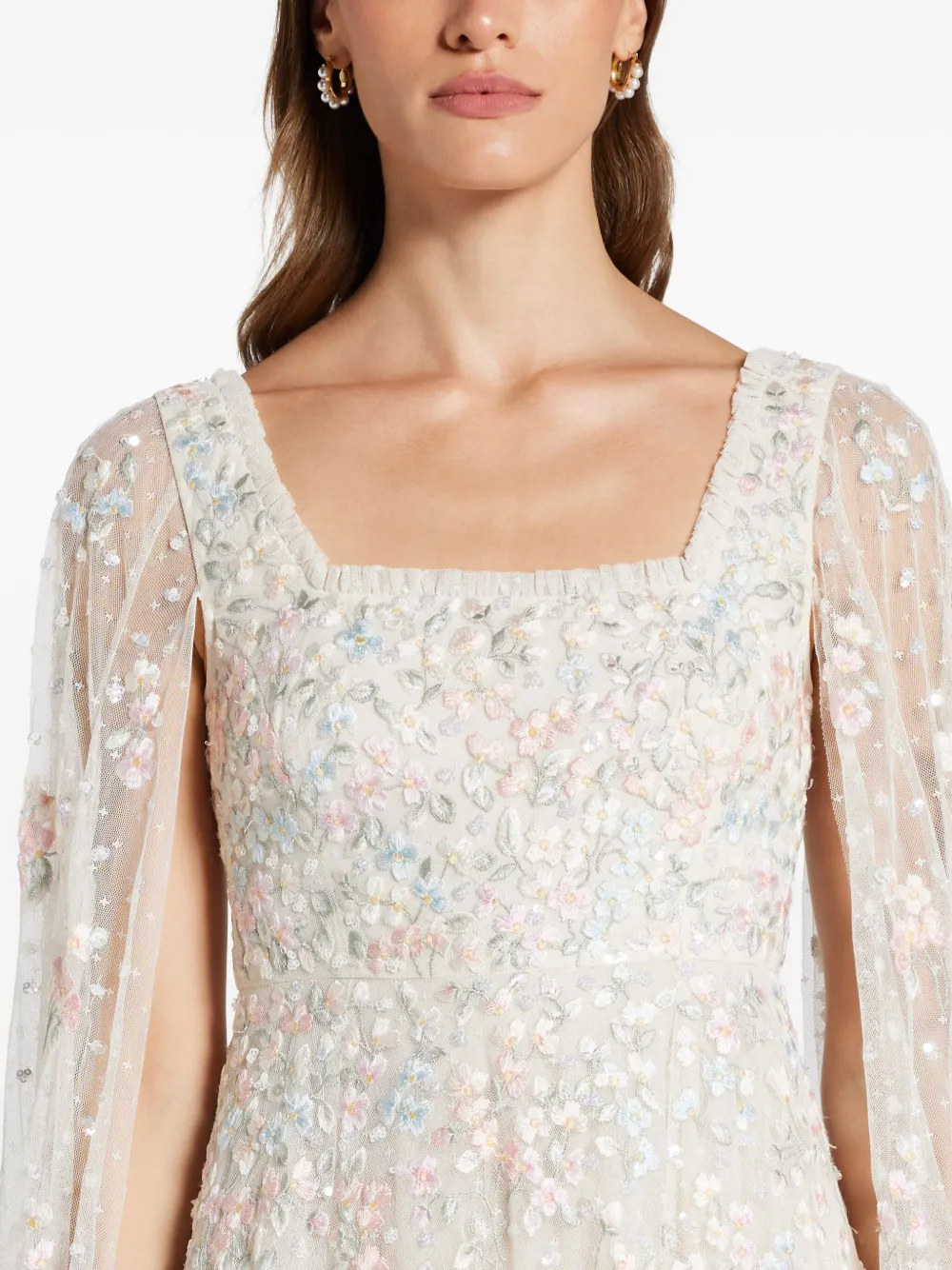 Needle & Thread Jurk met cape Wit