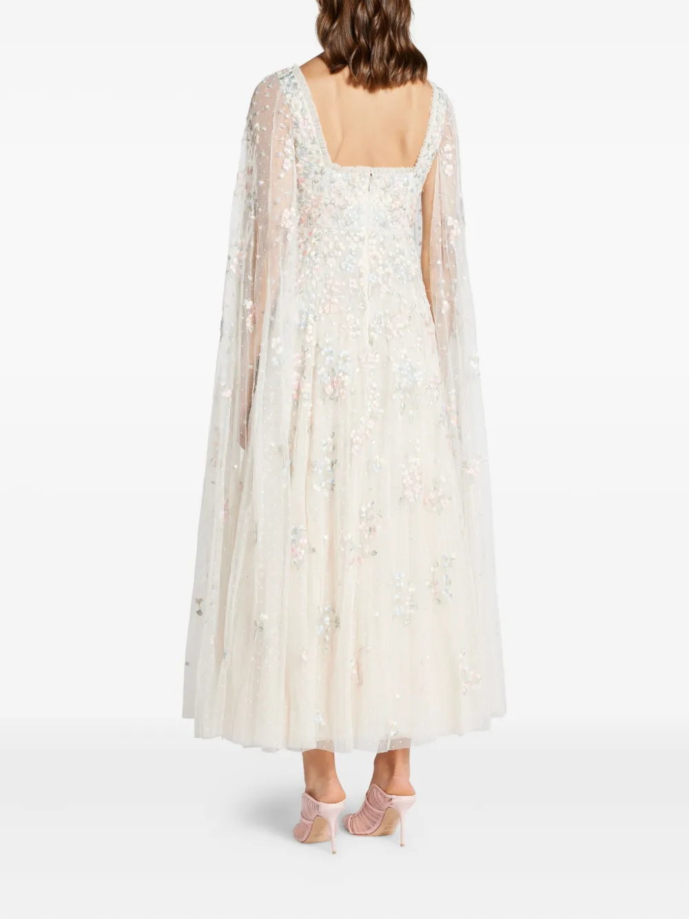 Needle & Thread Jurk met cape Wit