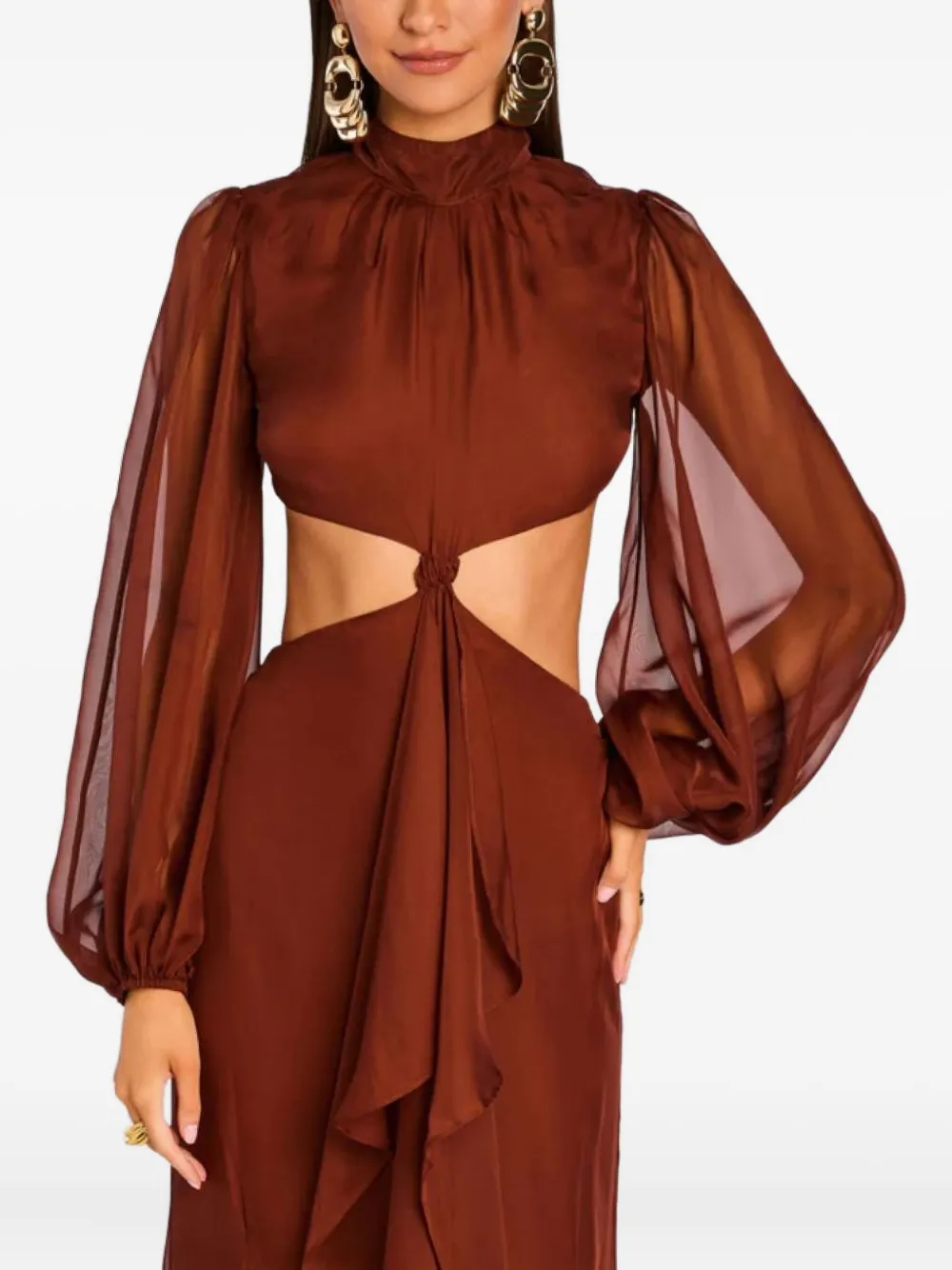 Retrofete Rosalinda cut-out ruffled dress | Red | Image 1