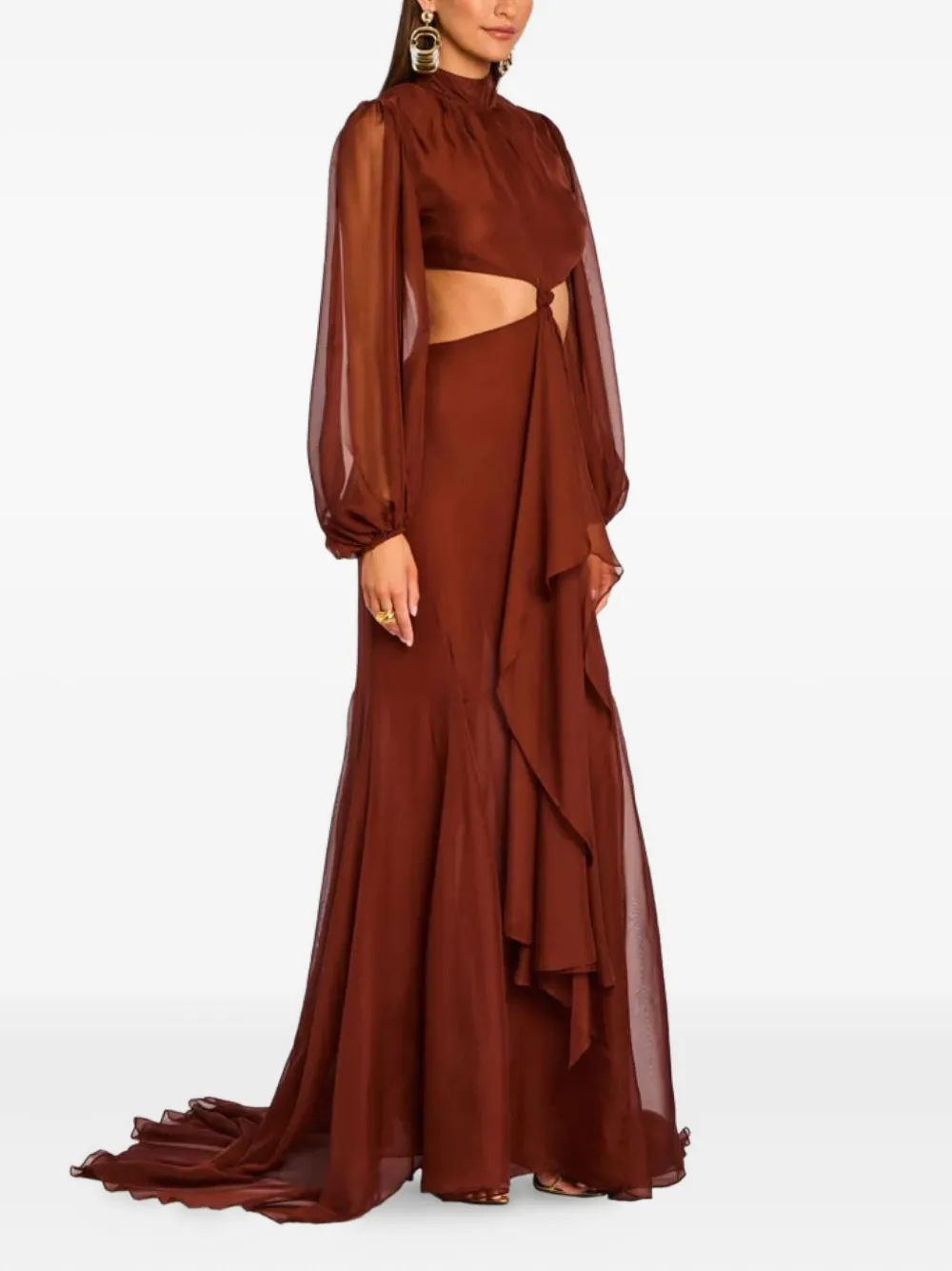 Retrofete Rosalinda jurk met ruches en uitgesneden details Rood