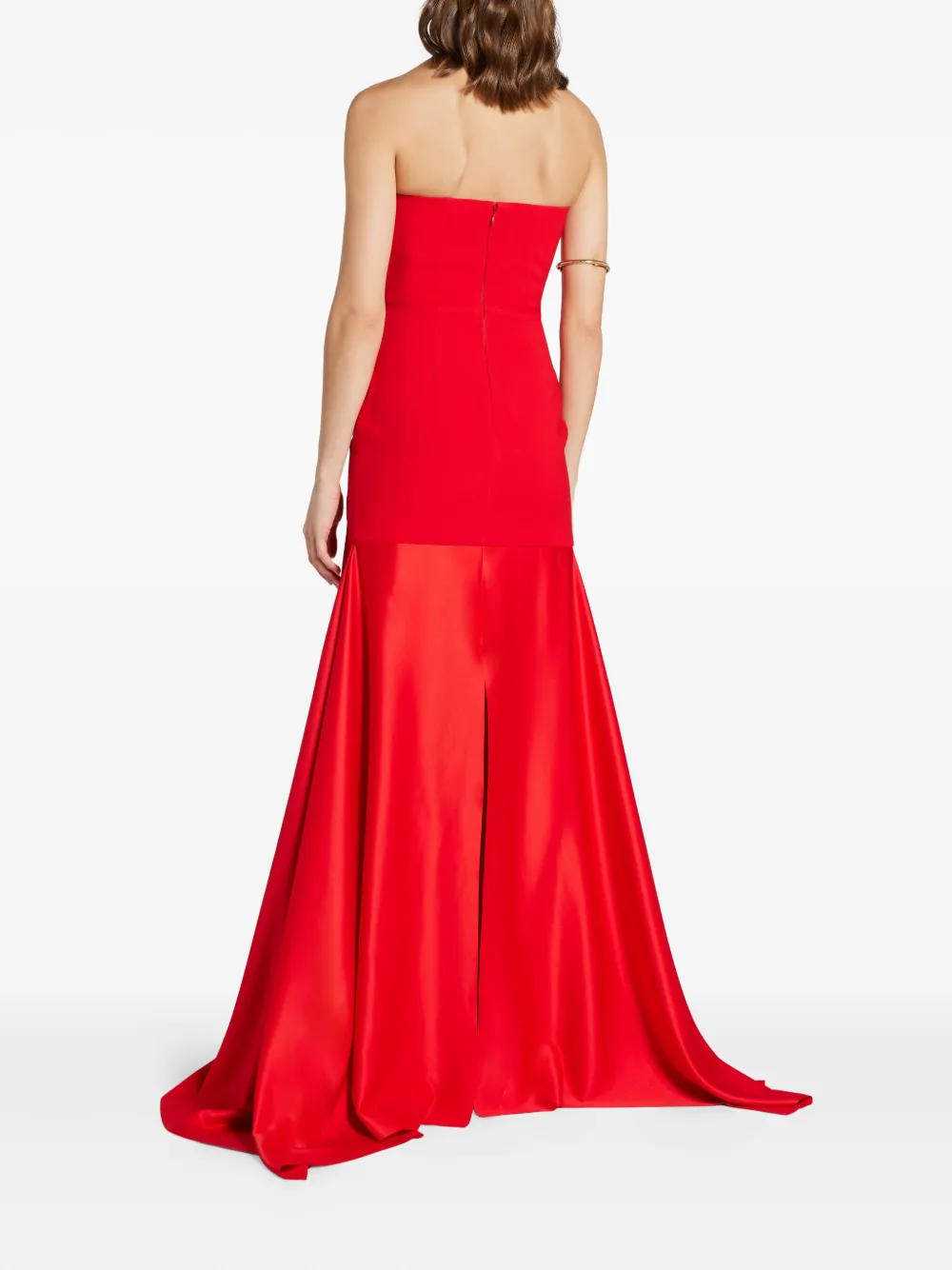 Solace London The Alessandra Strapless-flared Maxi Dress In Red