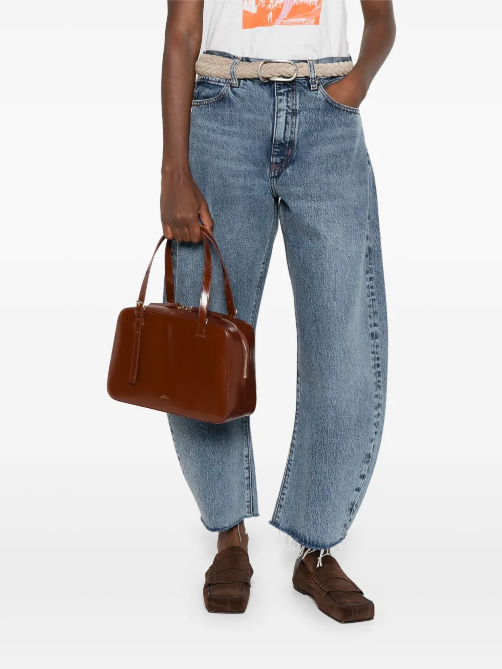 A.P.C. Virginie leren shopper Bruin