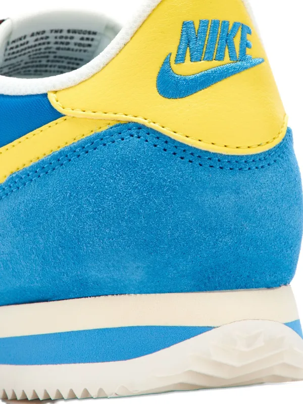 nike cortez blue with yellow swoosh