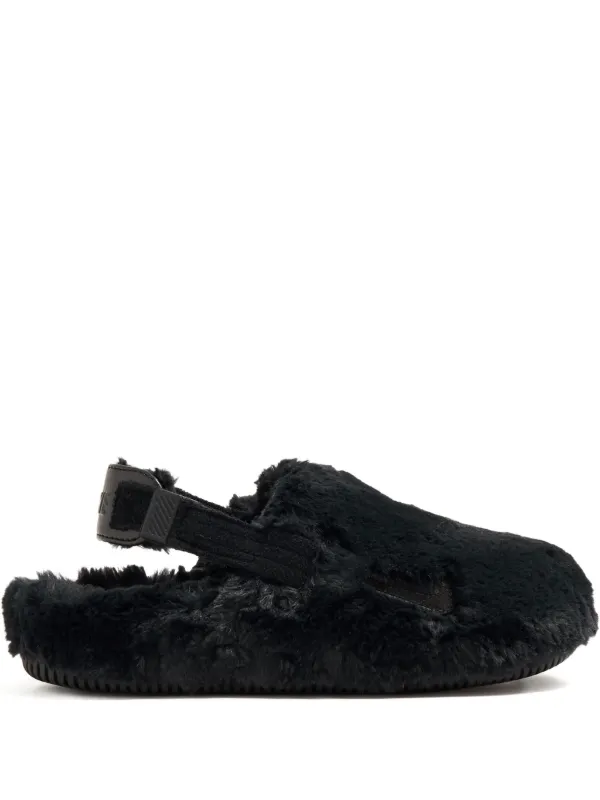 Nike Calm SE Slingback faux-fur Sandals Black FARFETCH SG