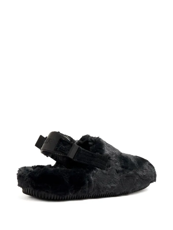 Nike Calm SE Slingback faux-fur Sandals | Black | FARFETCH