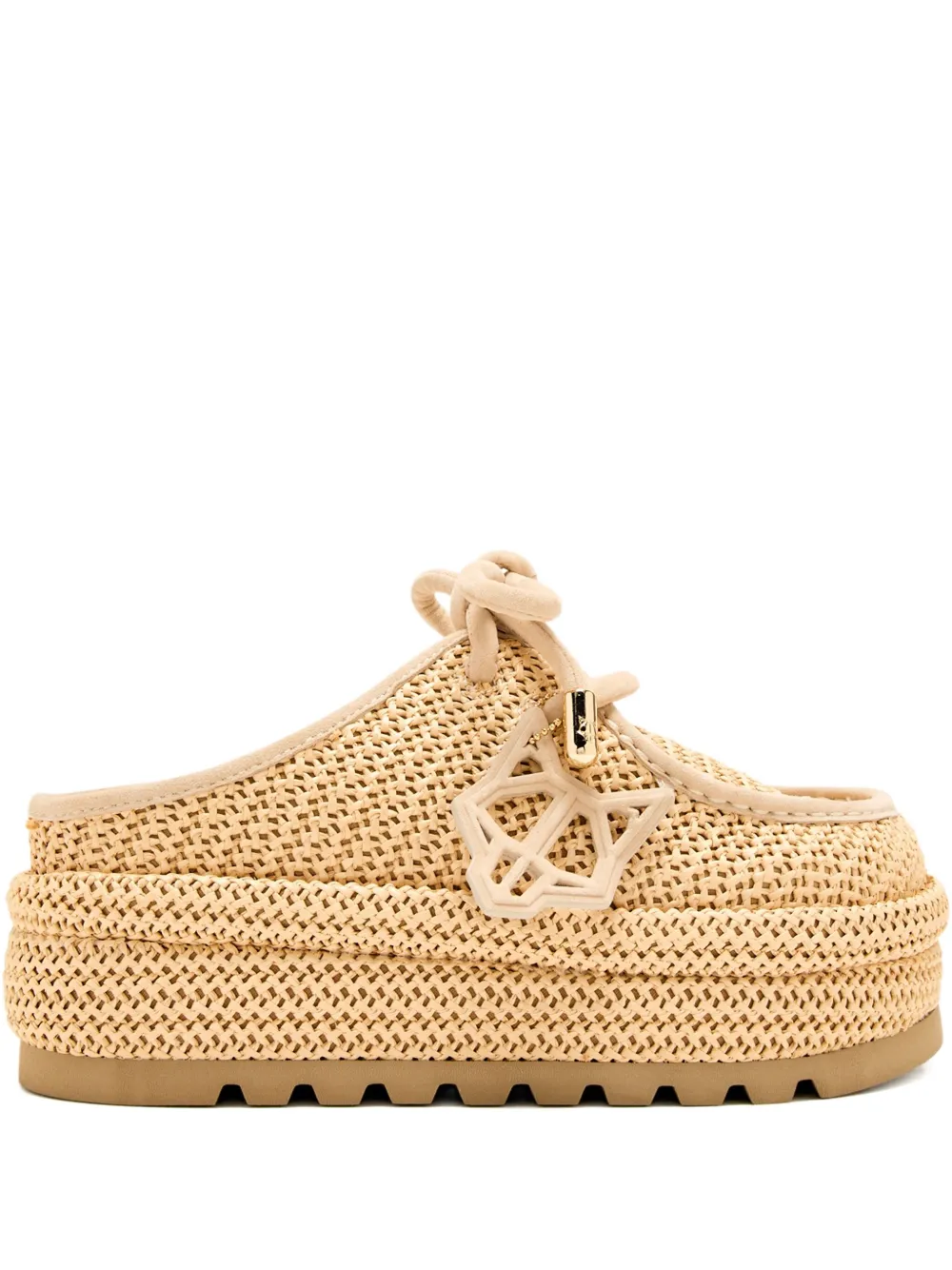 NAKED WOLFE 60 mm muiltjes met plateauzool Beige