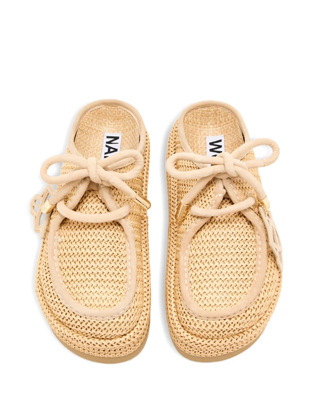 NAKED WOLFE 60 mm muiltjes met plateauzool Beige