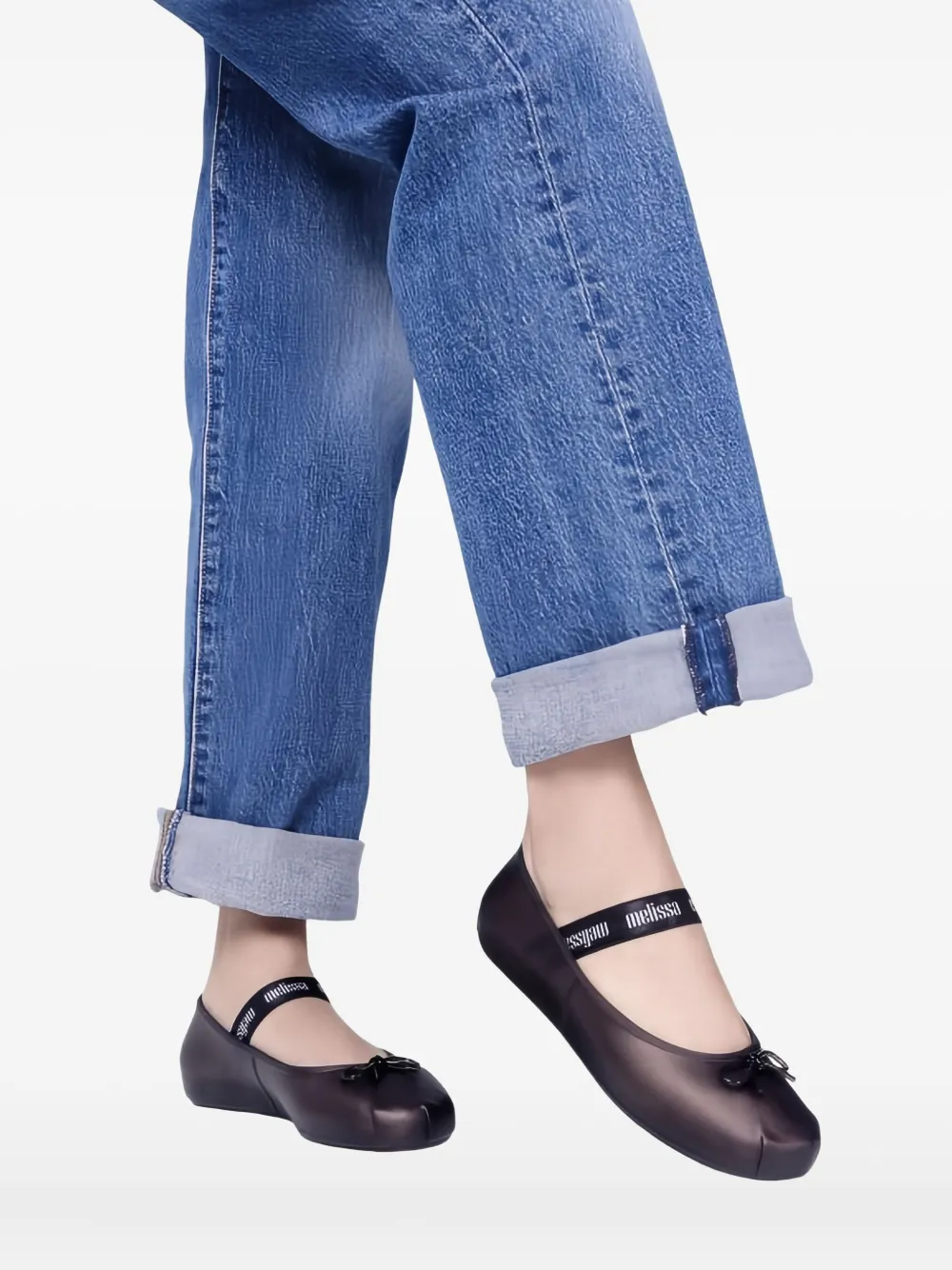 Melissa Sophie Fem bow-detail ballet flats - Zwart