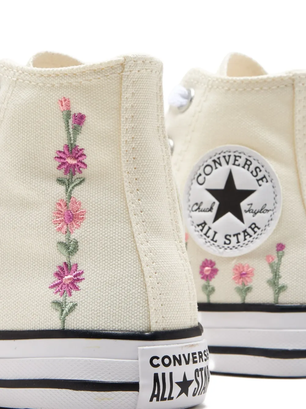 Converse Kids embroidered-floral high-top sneakers Neutrals