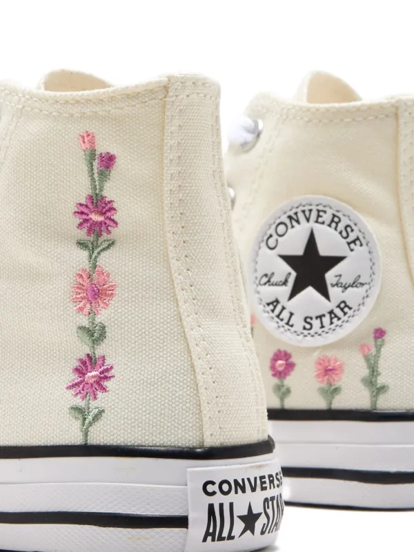 Converse Kids embroidered-floral high-top Sneakers Neutrals