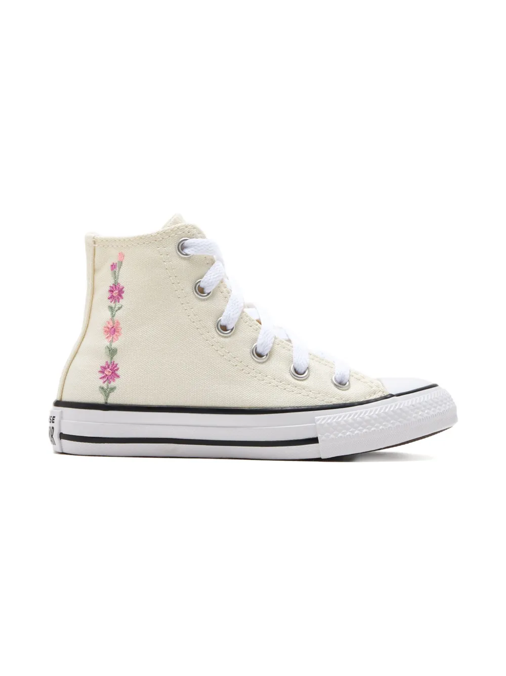 Converse Kids embroidered-floral high-top sneakers Neutrals