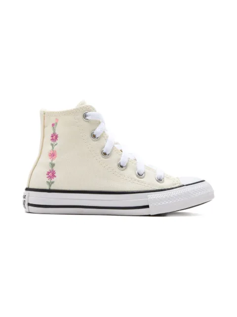Converse Kids embroidered-floral high-top sneakers