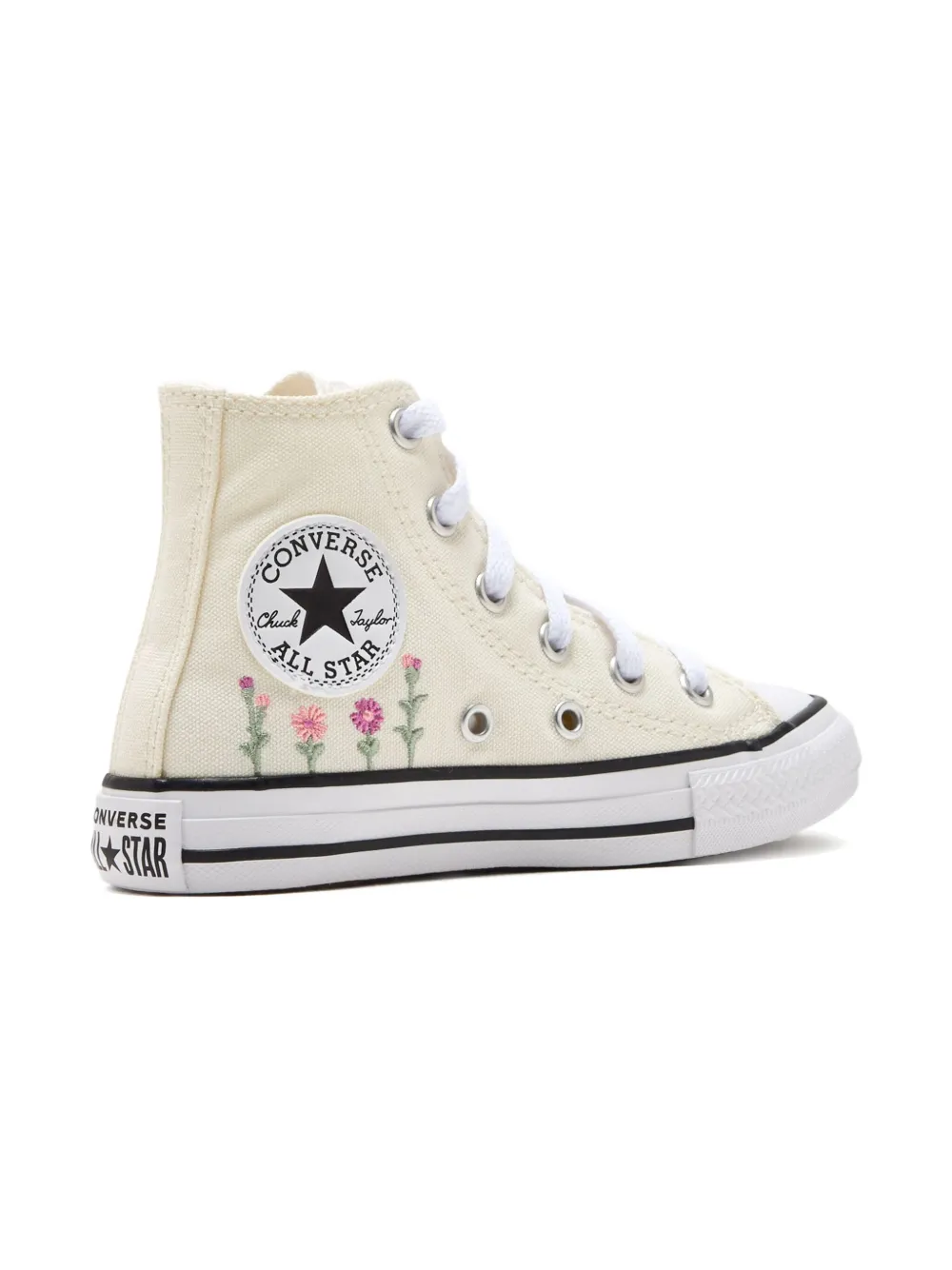 Converse Kids embroidered-floral high-top sneakers Neutrals