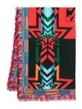 Pierre-Louis Mascia geometric-pattern fringed scarf - Black