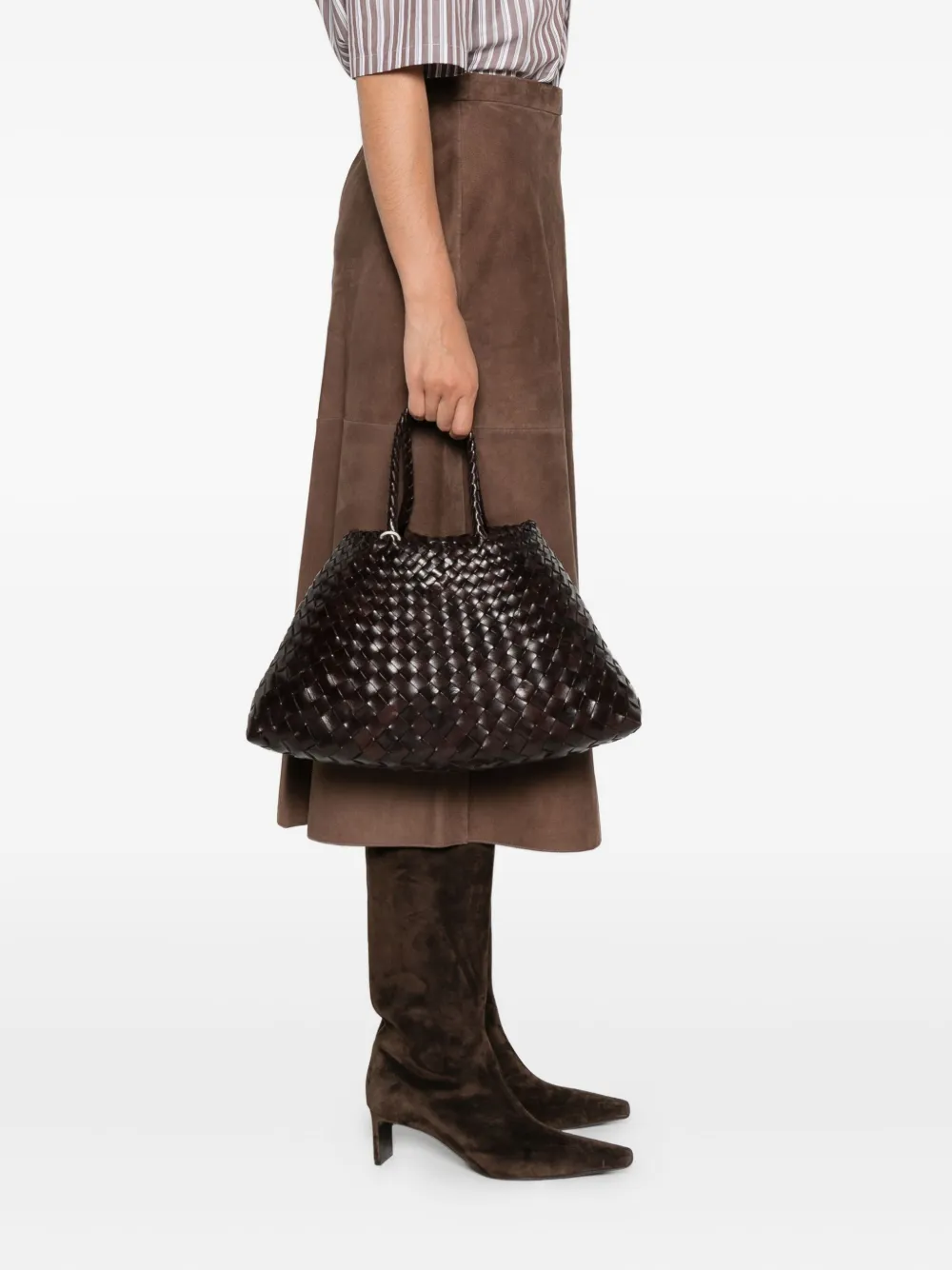 DRAGON DIFFUSION Santa Croce woven leather tote bag Bruin