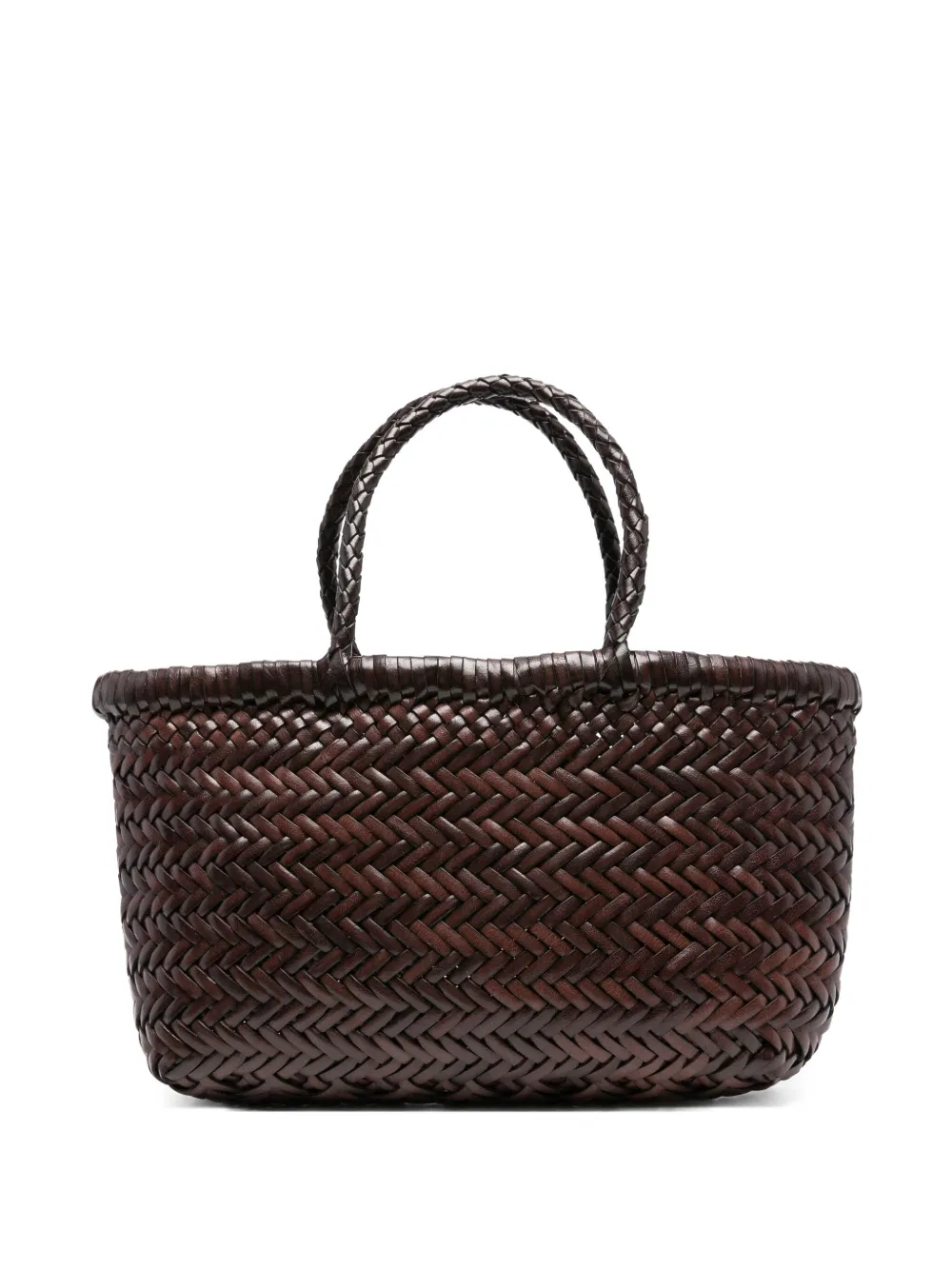 Dragon Diffusion Mini Flat Gora Baskt Hand Bag In Brown Leather