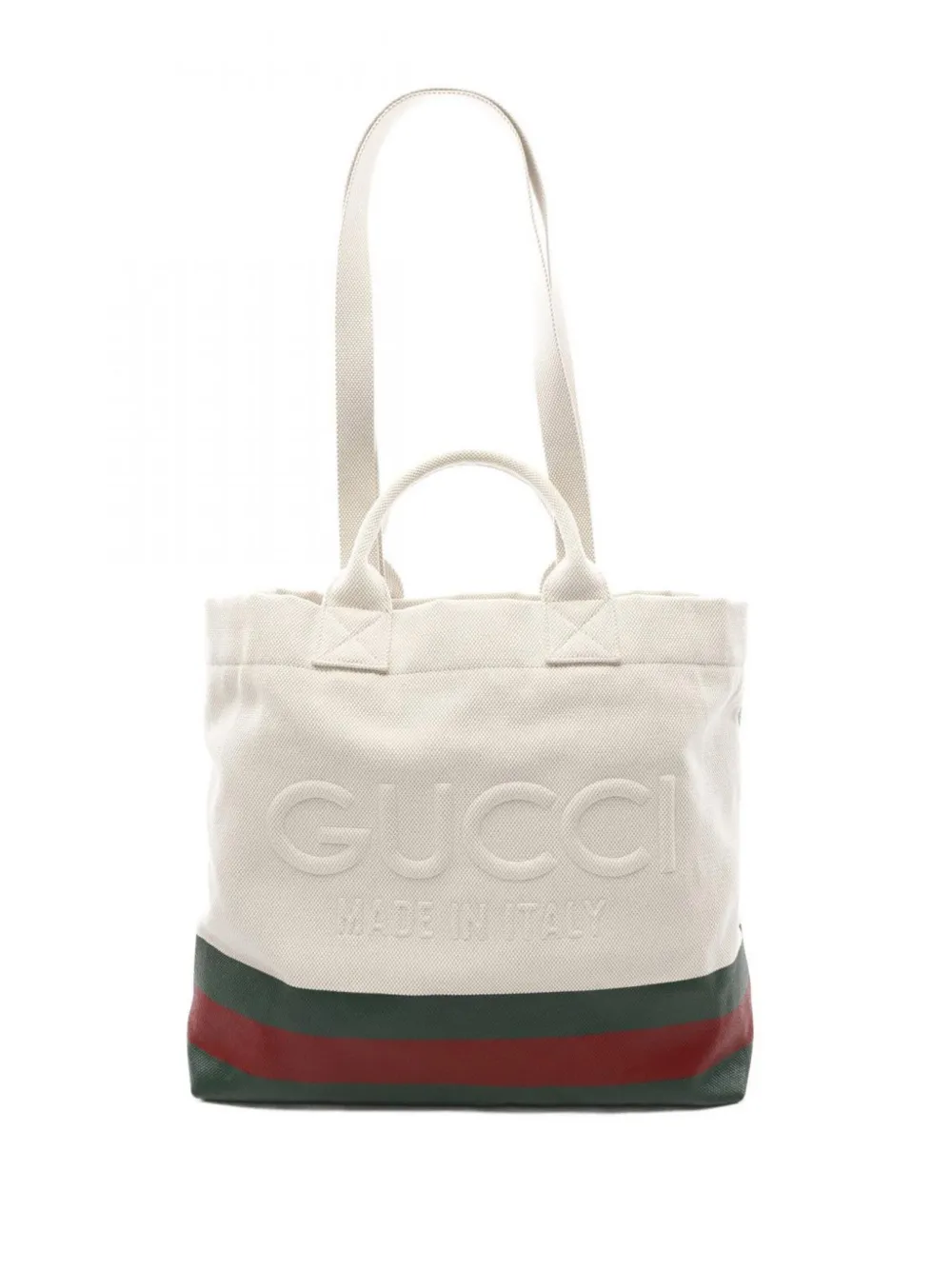 Gucci Pre-Owned 2016-2025 Canvas Web Embossed Logo Tote travel bag | blanc | Image 1
