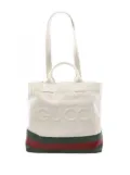 Gucci Pre-Owned 2016-2025 Canvas Web Embossed Logo Tote travel bag - White