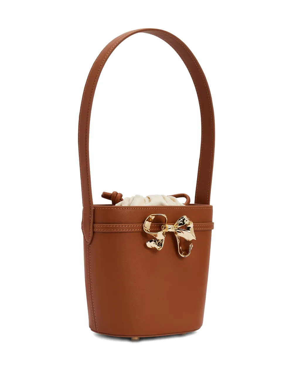 Self-portrait Bow-embellished Bucket Bag In Brown