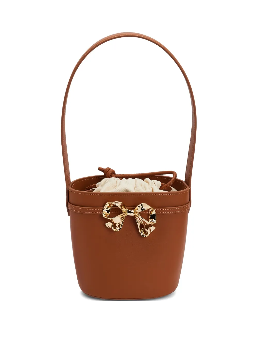 Self-portrait Bow-embellished Bucket Bag In Brown