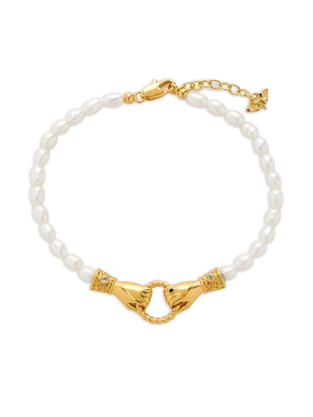 Missoma pulsera In Good Hands con aplique de perla en colaboración con Harris Reed | dorado | Image 1