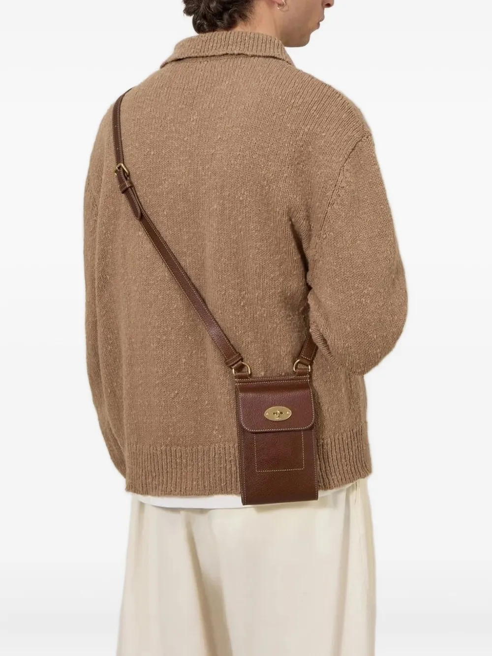 Mulberry leather-trimmed messenger bag - Bruin