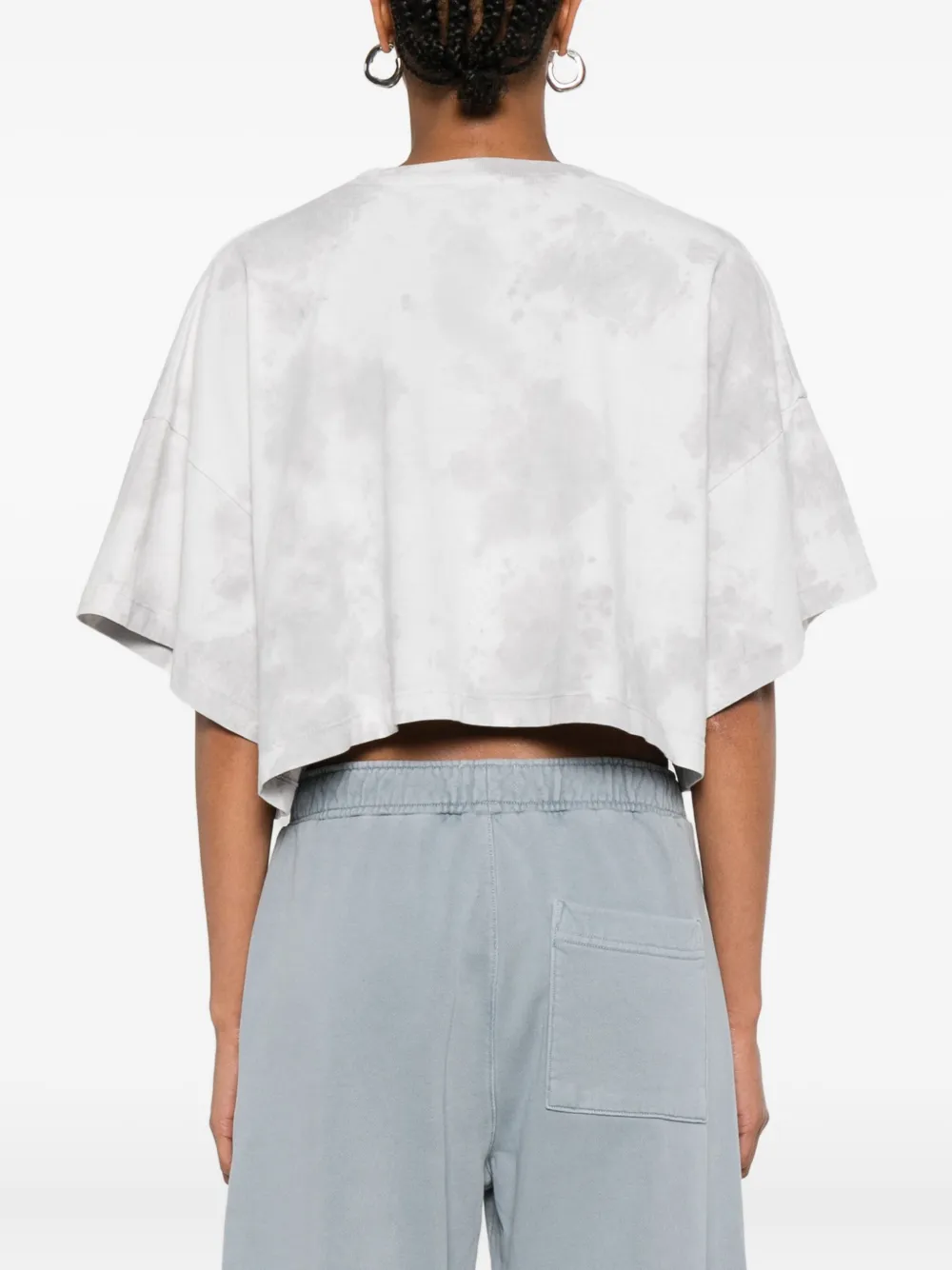 AGOLDE Cropped T-shirt met tie-dye print Grijs
