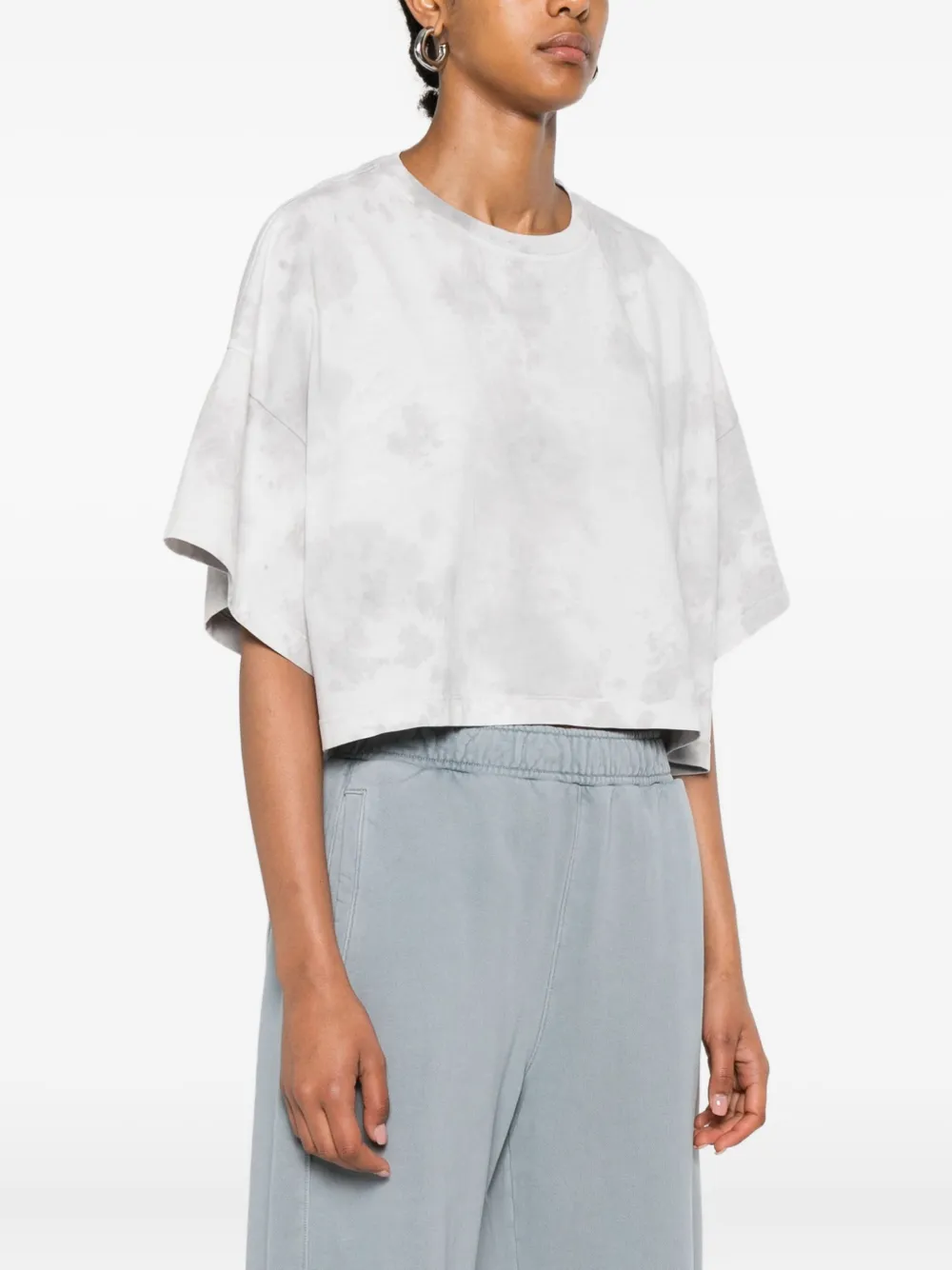 AGOLDE Cropped T-shirt met tie-dye print Grijs