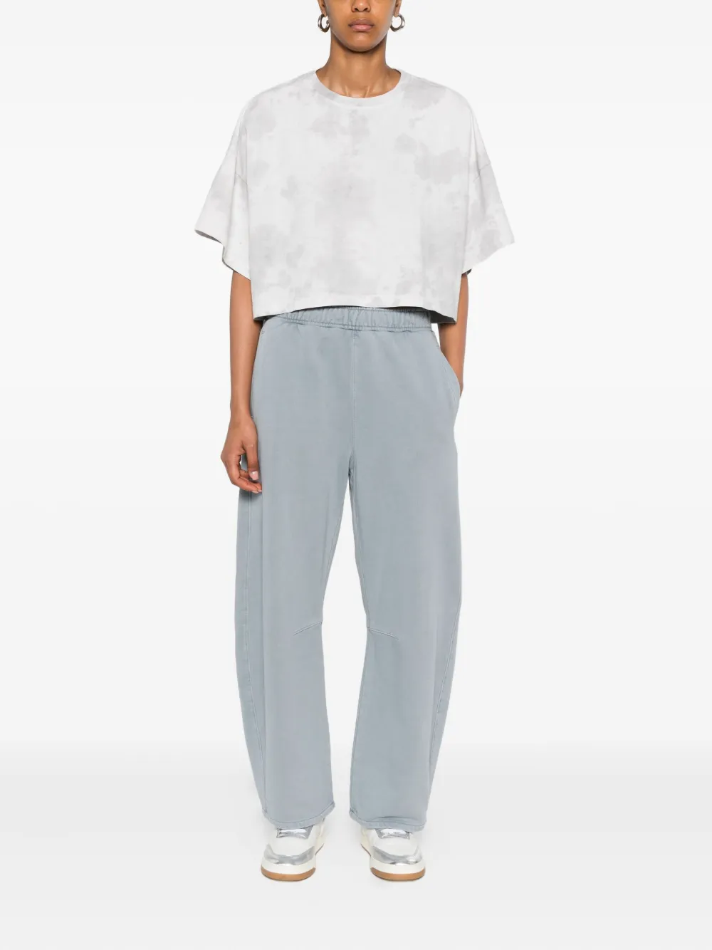 AGOLDE Cropped T-shirt met tie-dye print Grijs