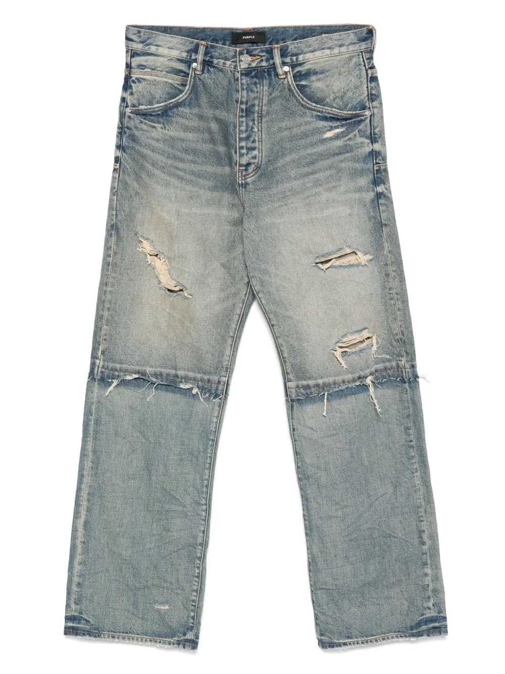 distressed wide-leg jeans