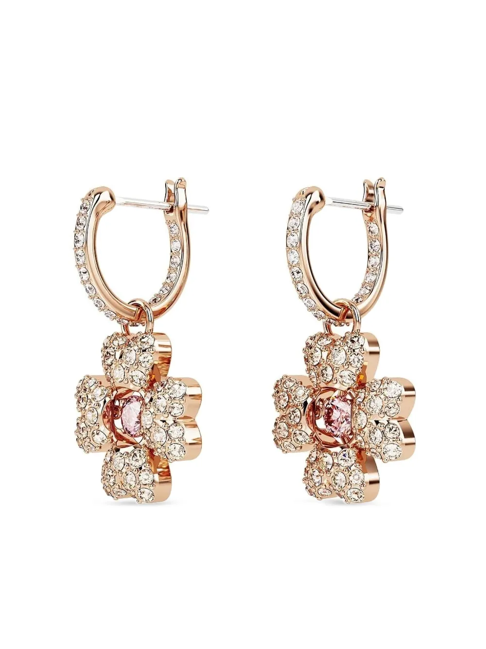 Swarovski flower hoop earrings - Roze