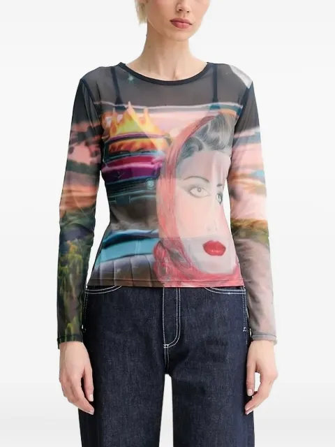 Sunnei haut à col v et motif grille