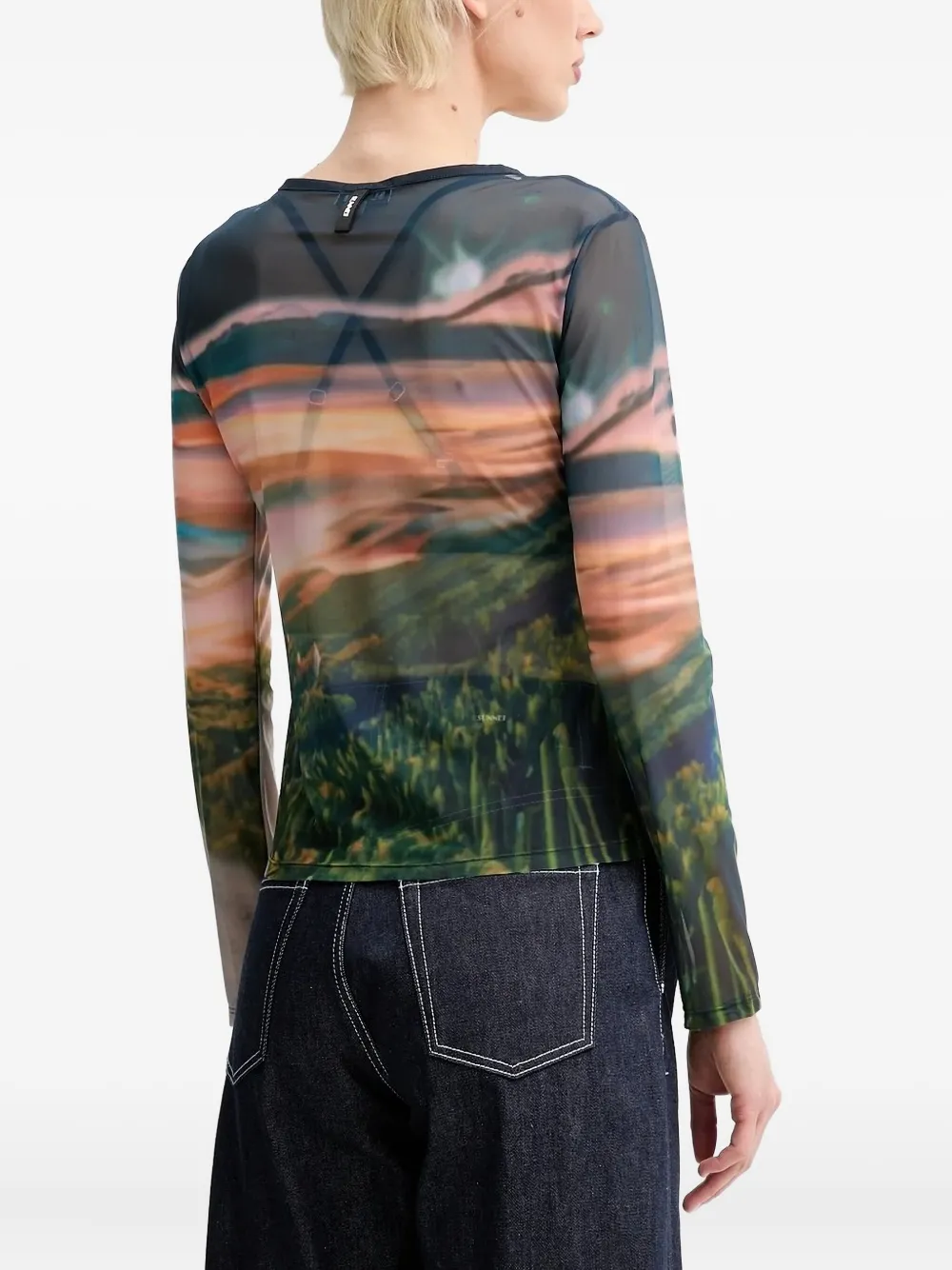 Sunnei mesh print top Zwart