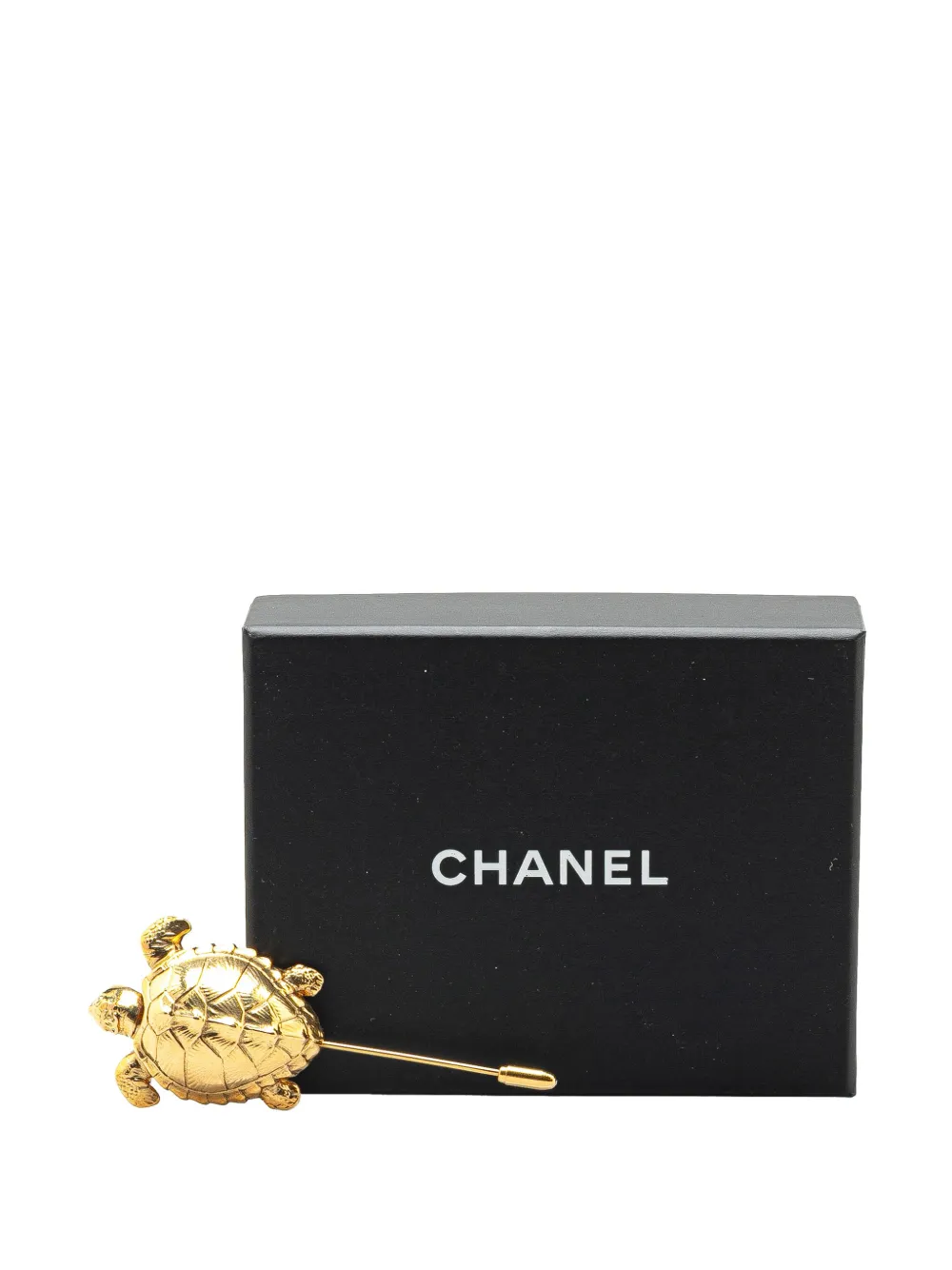 Pre-owned Chanel 1996 Gold Plated Turtle Pin Brooch Costume Brooch