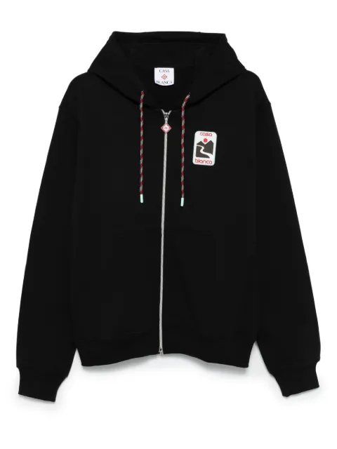 Casablanca logo-patch zip-up hoodie