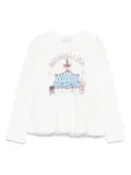 Monnalisa graphic-print ruffled T-shirt - White