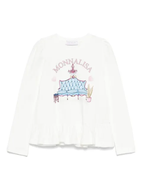 Monnalisa graphic-print ruffled T-shirt