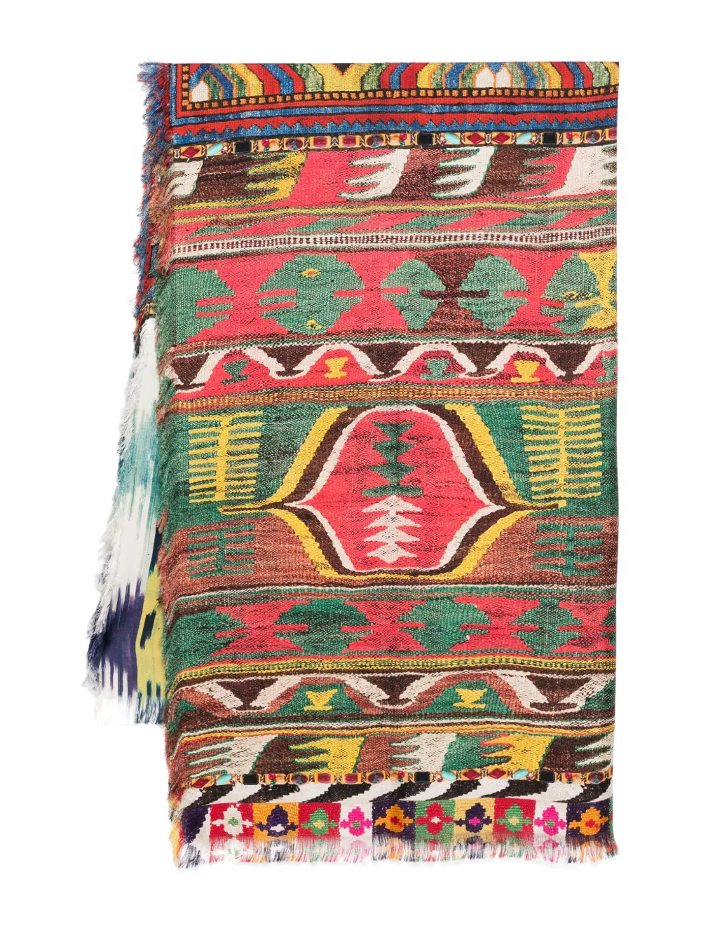 Pierre-Louis Mascia patterned fringed scarf | Green | Image 1