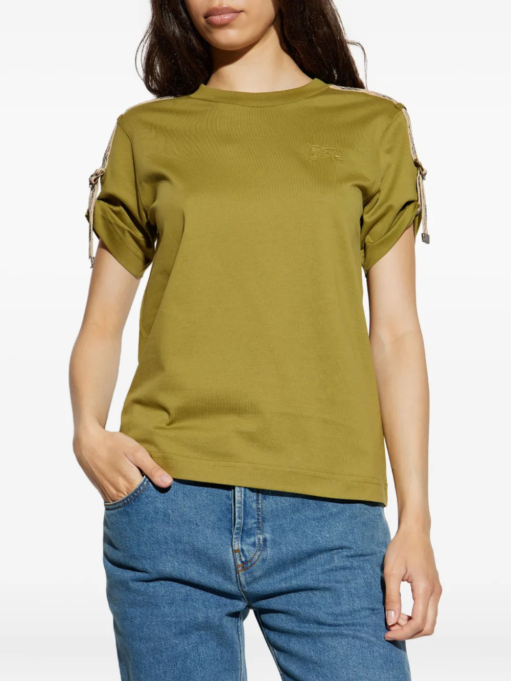 Burberry strap-detail cotton T-shirt Groen