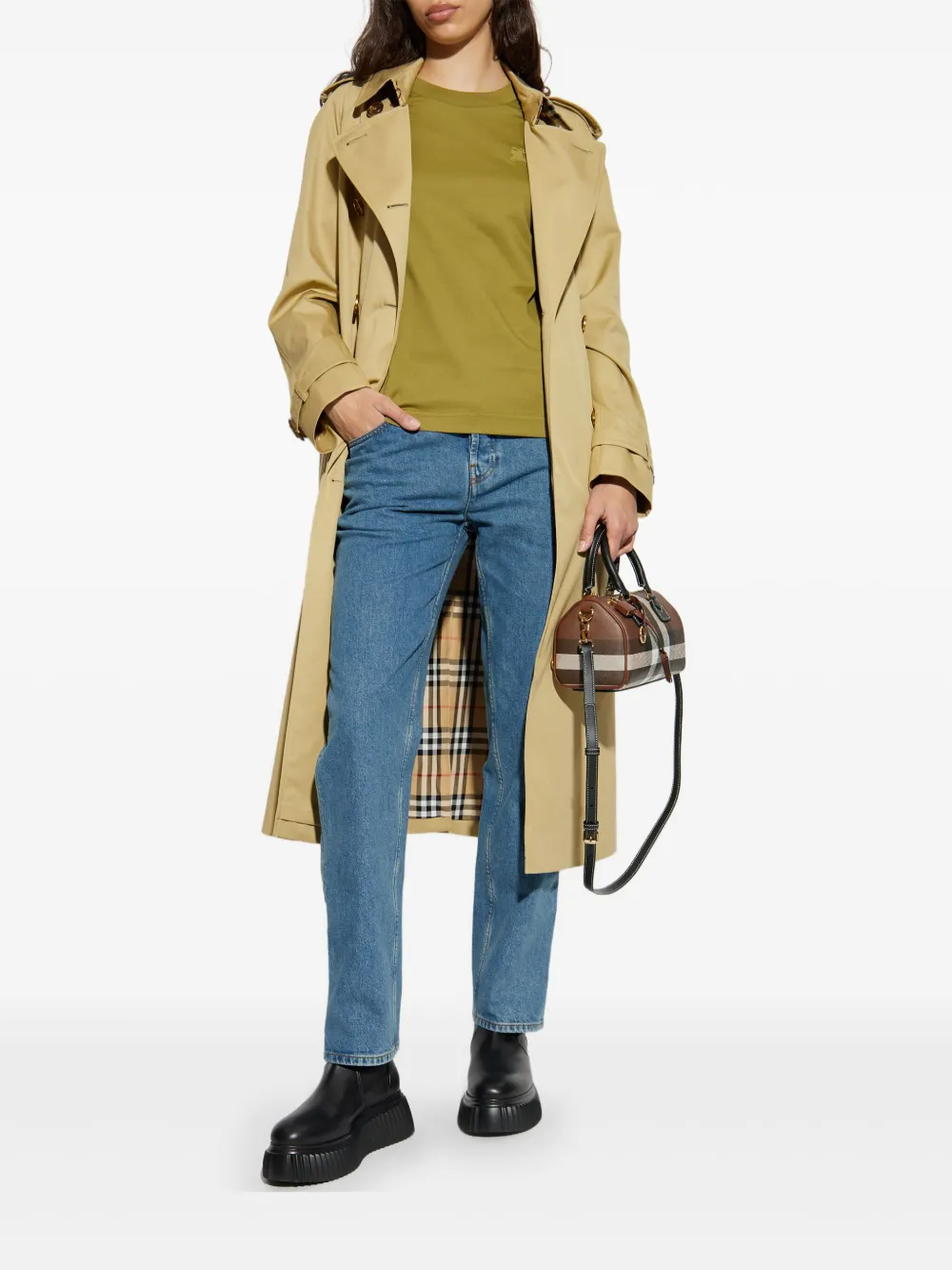 Burberry strap-detail cotton T-shirt Groen
