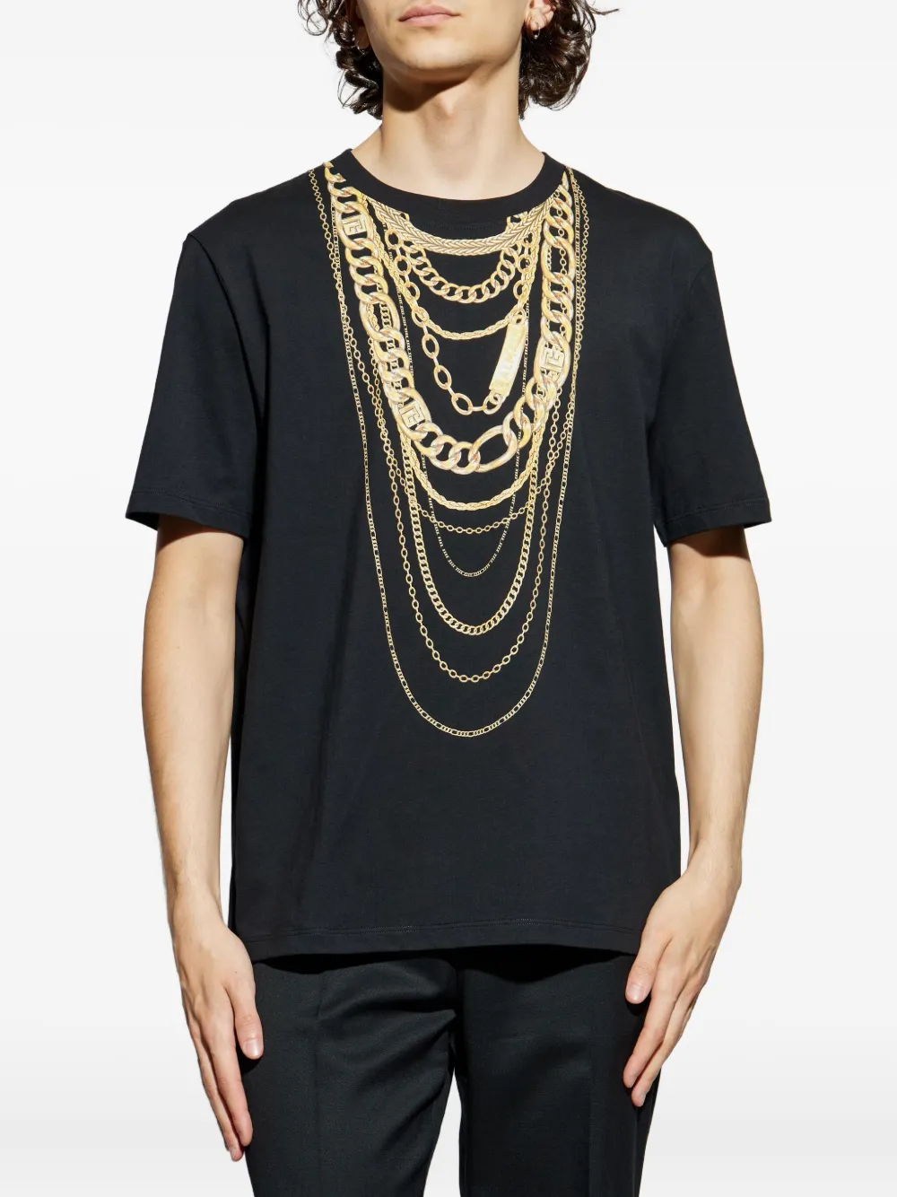 Balmain T-shirt met kettingprint Zwart