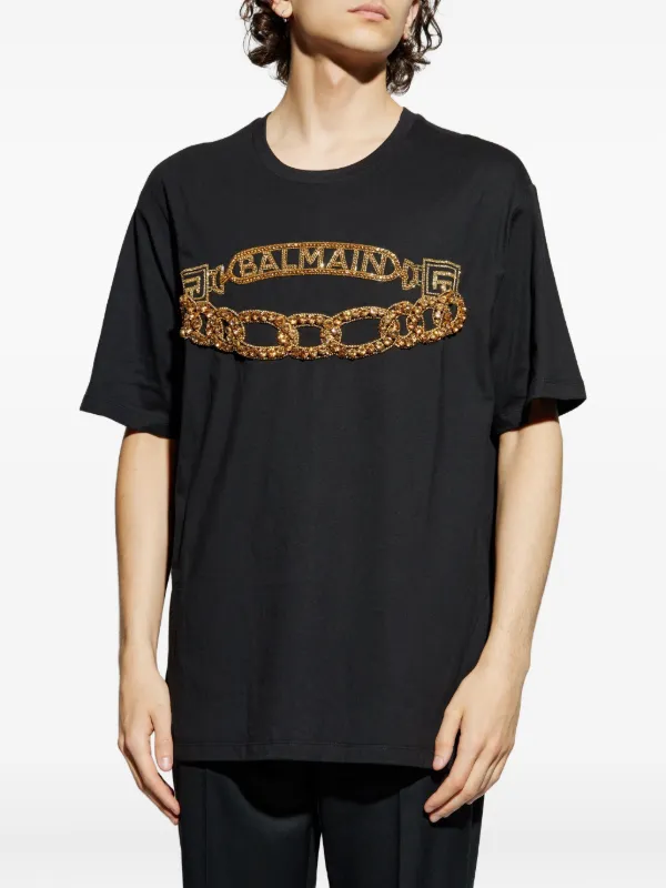 Balmain Chain Logo T-shirt | Black | FARFETCH NO