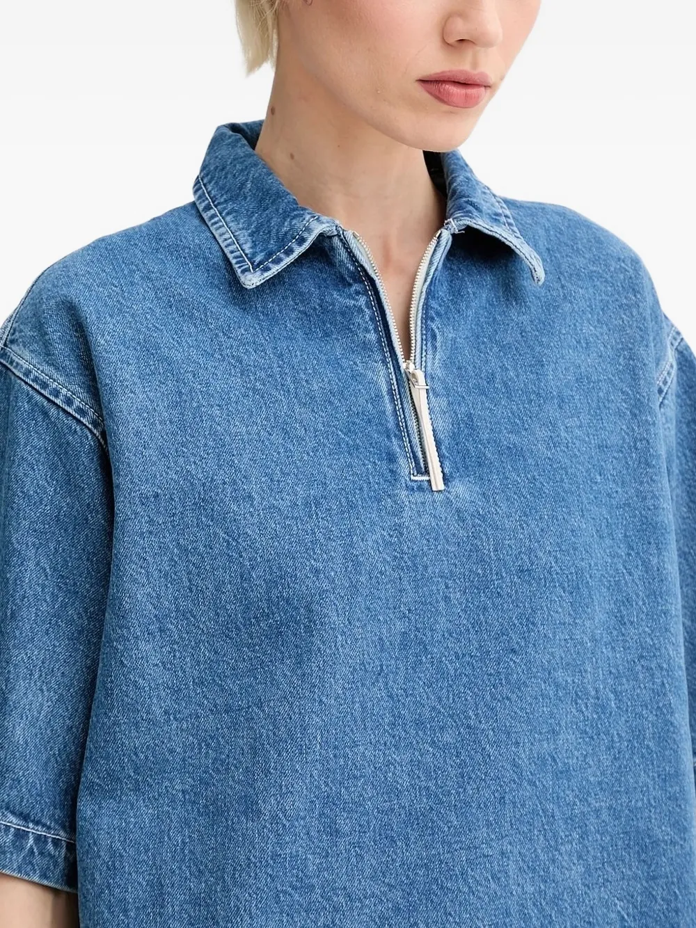 Sunnei Denim top met halve rits Blauw