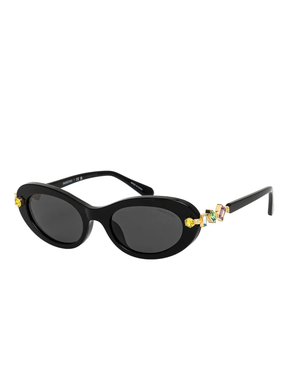 Swarovski Eyewear crystal-embellished oval-frame sunglasses - Zwart