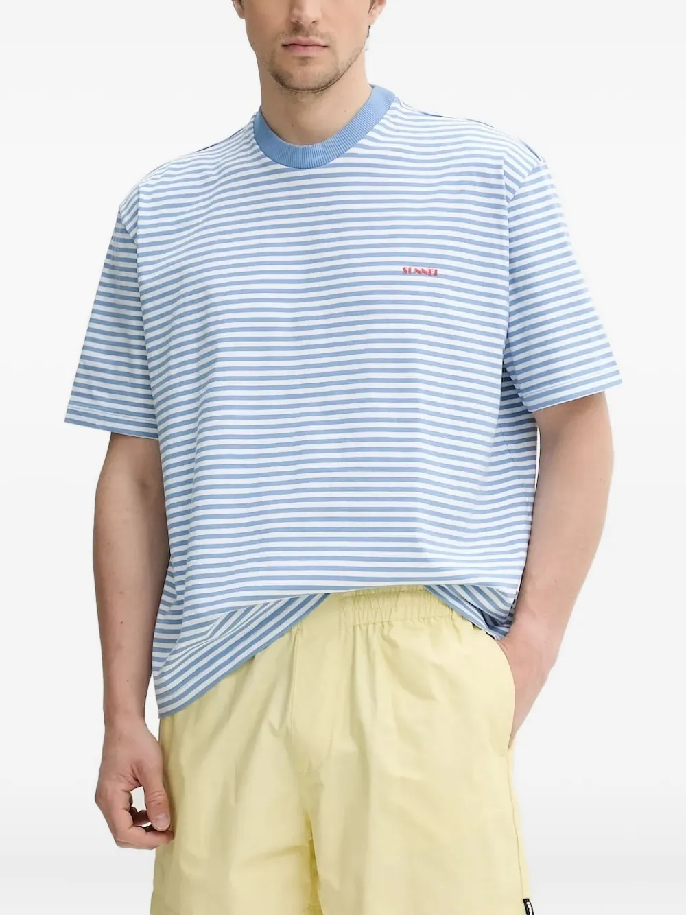 Sunnei Striped Short-sleeve T-shirt In Blue