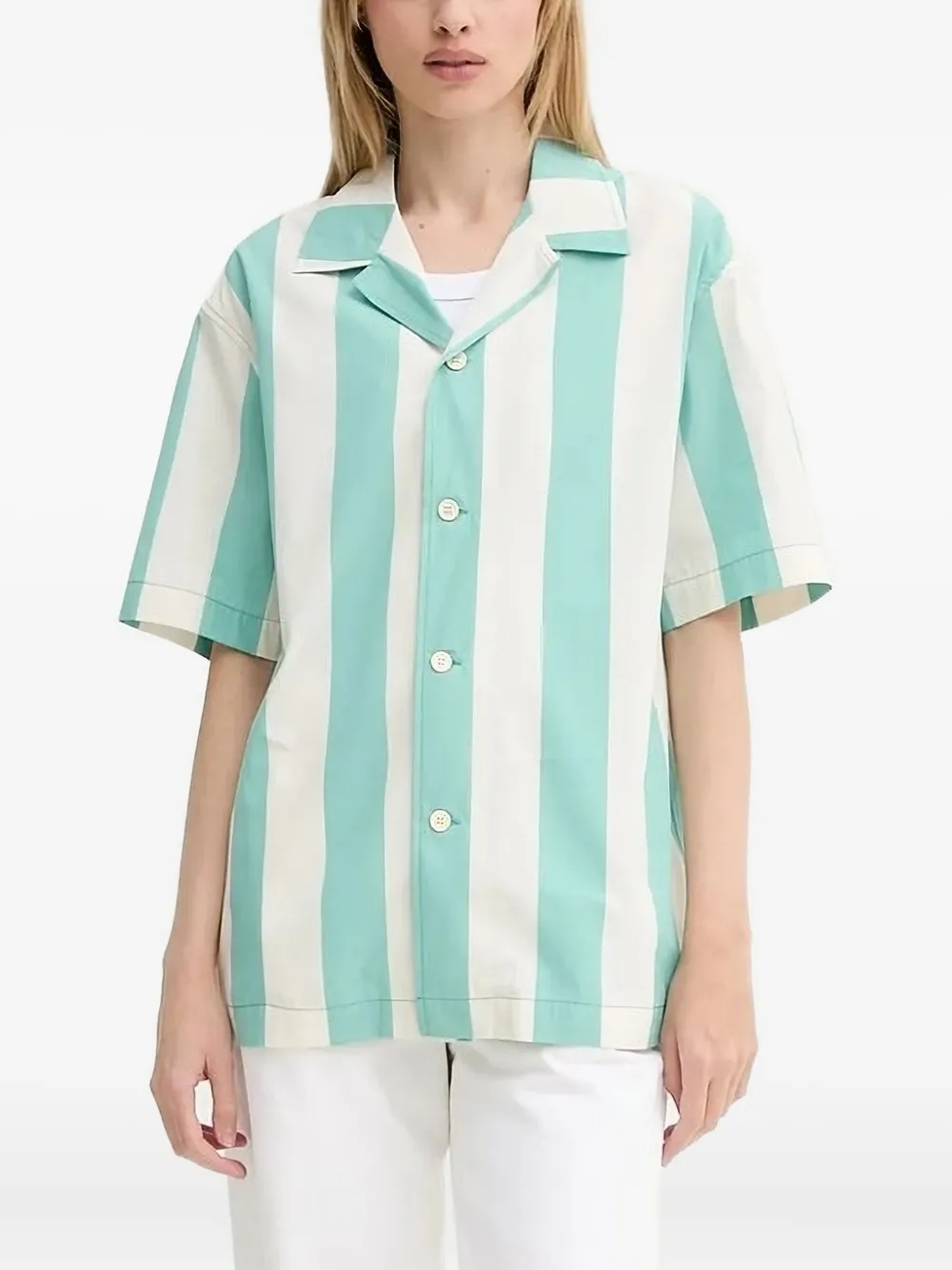 Sunnei Striped-pattern Short-sleeve Shirt In Neutral