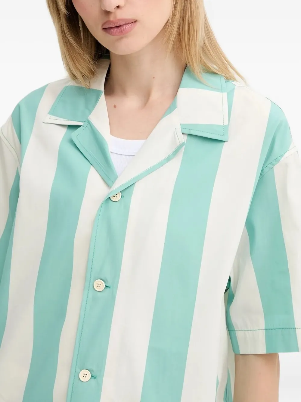 Sunnei Striped-pattern Short-sleeve Shirt In Neutral