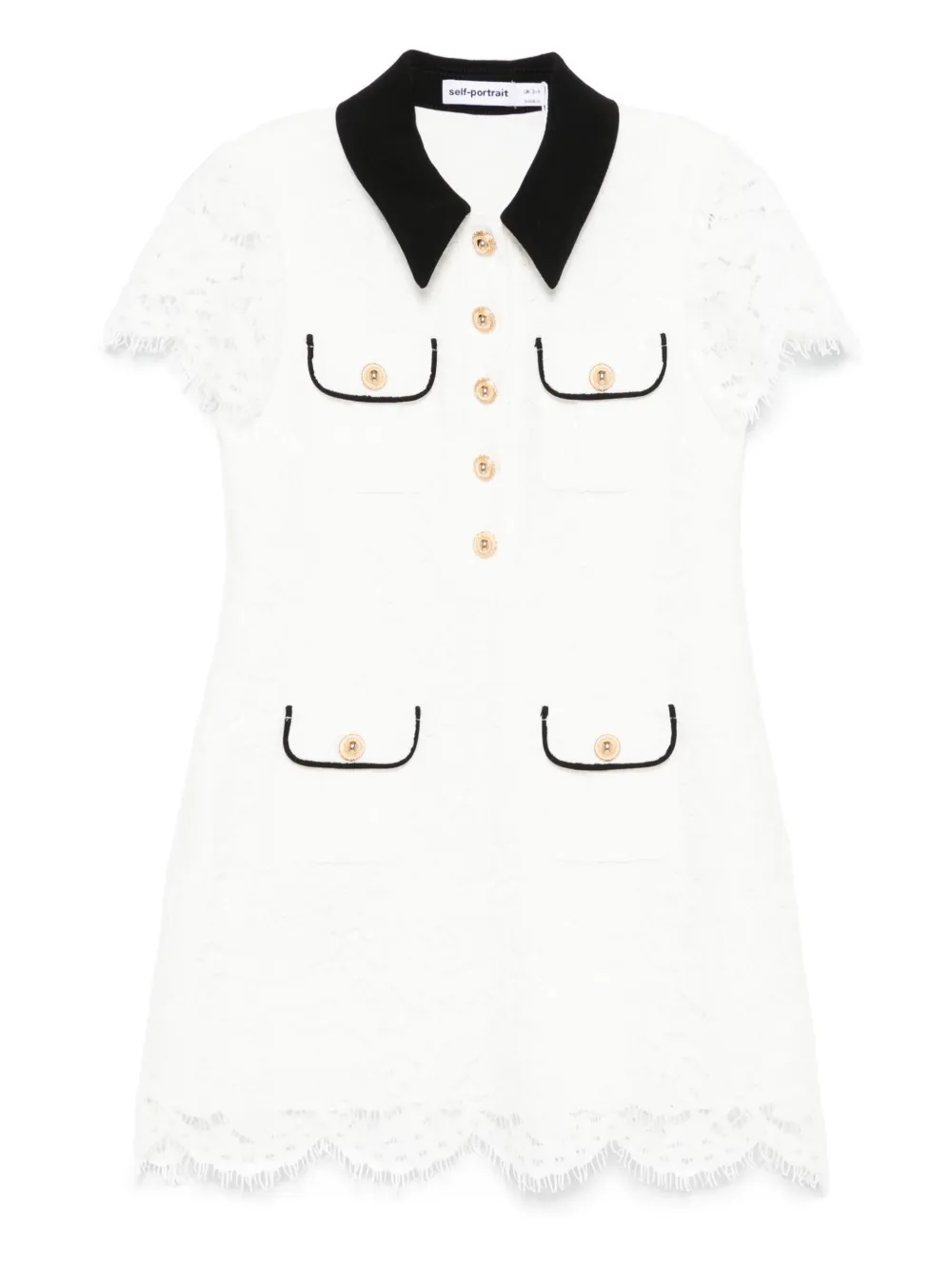 Self-Portrait Kids contrast-collar lace dress Wit